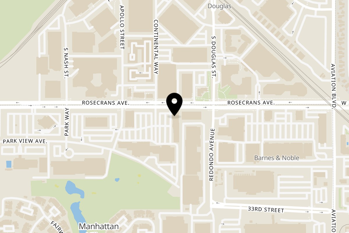 Map showing the location of Pachanga Mexican Grill on 1590 Rosecrans Ave in Manhattan Beach
